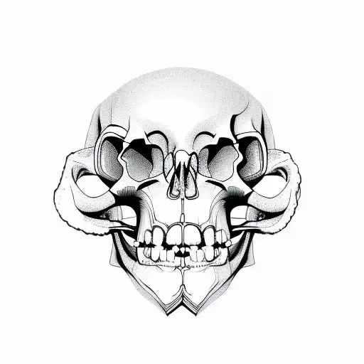 monkey skull hiding and smiling the human skull tattoo design idea