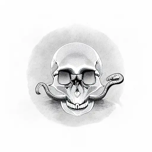 monkey skull hiding and smiling the human skull tattoo design idea