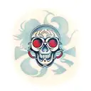 monkey skull smiling tattoo design idea