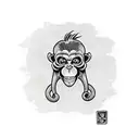 monkey skull smiling tattoo design idea