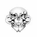 monkey skull hiding and smiling the human skull tattoo design idea