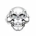monkey skull hiding and smiling the human skull tattoo design idea