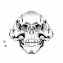 monkey skull hiding and smiling the human skull tattoo design idea