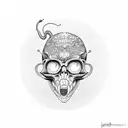 monkey skull smiling tattoo design idea