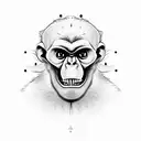 monkey skull smiling tattoo design idea