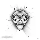 monkey skull smiling tattoo design idea