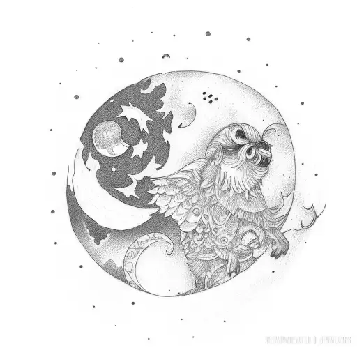 Cookies and Moon tattoo design idea