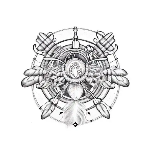 dream catcher Pistol and scorpio sign tattoo design idea