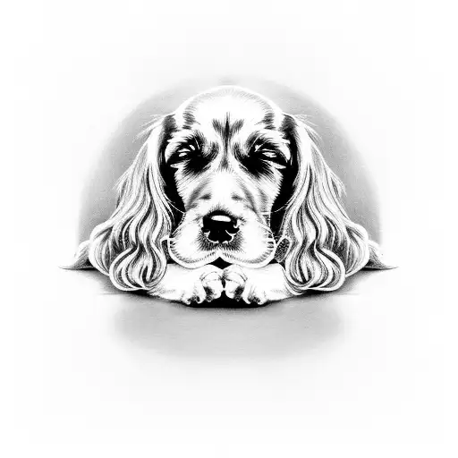 cocker spaniel dog sleeping  tattoo design idea