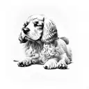 cocker spaniel dog sleeping  tattoo design idea