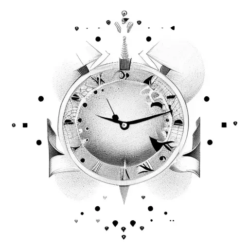 Slave of time  a Big clock a head in half but confused Slave to my direction and Infinity sign with real heart tattoo design idea