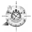 Slave of time  a Big clock a head in half but confused Slave to my direction and Infinity sign with real heart tattoo design idea