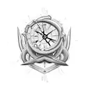 Slave of time  a Big clock a head in half but confused Slave to my direction and Infinity sign with real heart tattoo design idea
