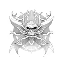 monstera with a devil  tattoo design idea