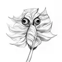 monstera with a devil  tattoo design idea