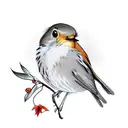 Robin with mouse and willow branch tattoo design idea