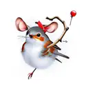 Robin with mouse and willow branch tattoo design idea