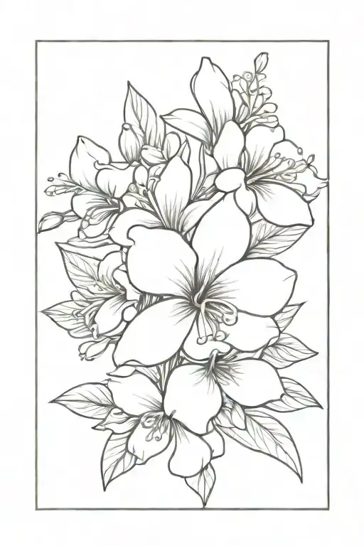 orchid hibiscus pohutukawa tattoo design idea