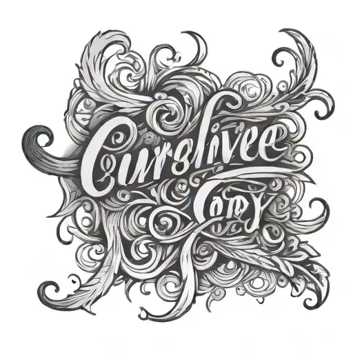 fancy cursive font blended tattoo design idea