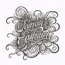 fancy cursive font blended tattoo design idea