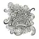fancy cursive font blended tattoo design idea