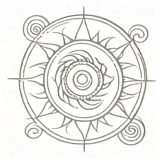 bohimian sun with Spiral center tattoo design idea