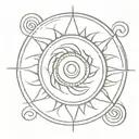 bohimian sun with Spiral center tattoo design idea