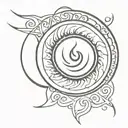 bohimian sun with Spiral center tattoo design idea