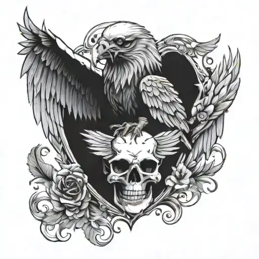skull and eagle wings chest tattoo tattoo design idea