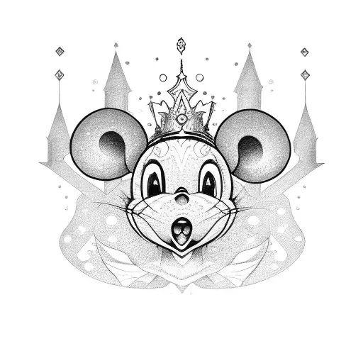 princess mouse with tiara on her head tattoo design idea