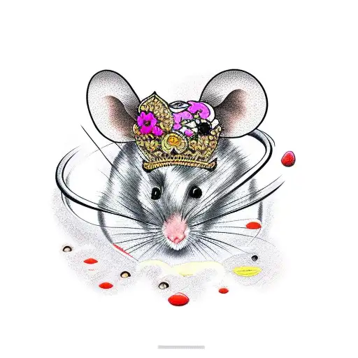  mouse with tiara on her head tattoo design idea