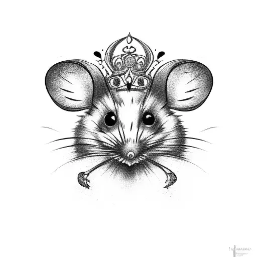  mouse with tiara on her head tattoo design idea