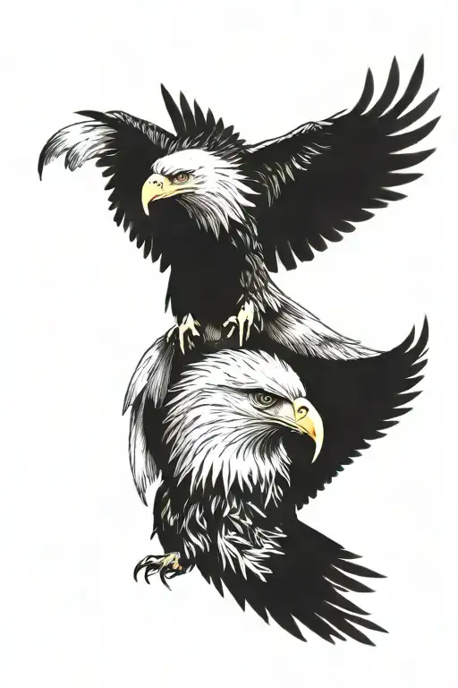 bald eagle and feathers tattoo design idea