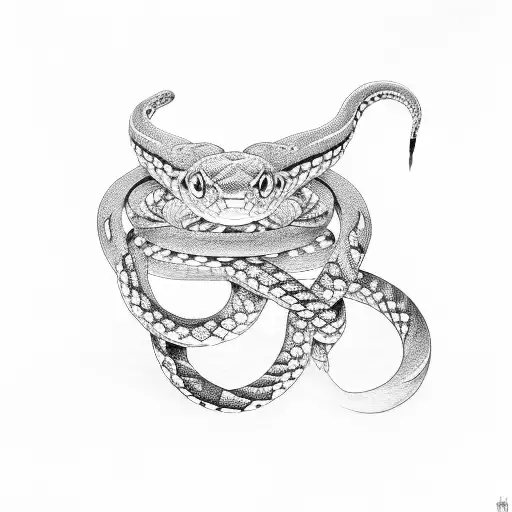 Create a minimalist design of a snake coiled around a dumbbell tattoo design idea