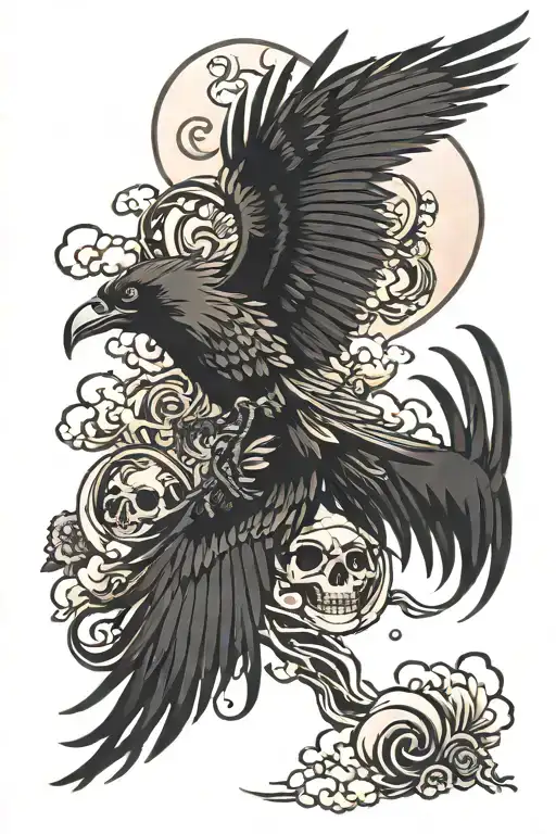 Shinigami death seal with ravens tattoo design idea