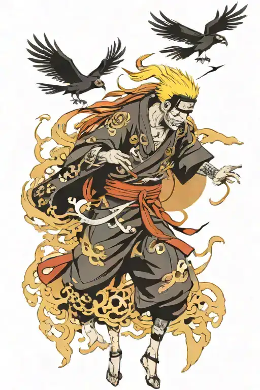 shinigami god of death naruto with ravens flying tattoo design idea