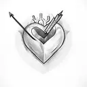 arrow going through a heart with minimal shading and fancy feathers on the arrow. also wants to add heartbeat line work tattoo design idea