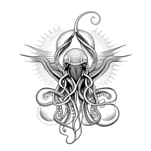 sea sunset octupus planets raven celtic tattoo design idea