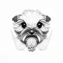 minimal schnoodle dog tattoo design idea