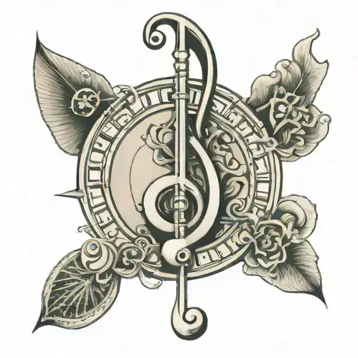 john paul jones symbol with bass clef and fibonacci diagram  tattoo design idea