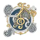 john paul jones symbol with bass clef and fibonacci diagram  tattoo design idea