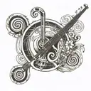 john paul jones symbol with bass clef and fibonacci diagram  tattoo design idea