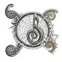 john paul jones symbol with bass clef and fibonacci diagram  tattoo design idea