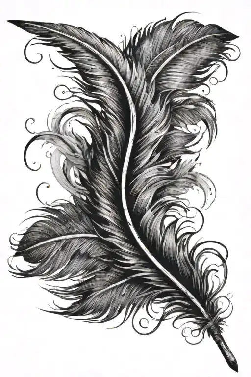 infinity Feather with a spear through it  tattoo design idea