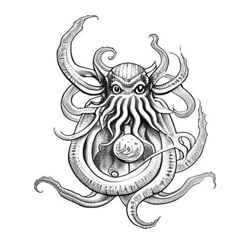 small cthulhu eats my hand tattoo design idea