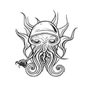 small cthulhu eats my hand tattoo design idea