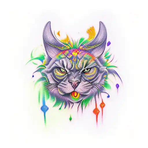 bright colorful halloween w tattoo design idea