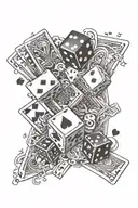 "play your cards right or get dealt" on my forearm with dice, playing cards, 777, etc tattoo design idea