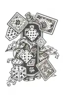 "play your cards right or get dealt" on my forearm with dice, playing cards, 777, etc tattoo design idea