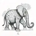 A elephant in the walls of Jerusalem tattoo design idea